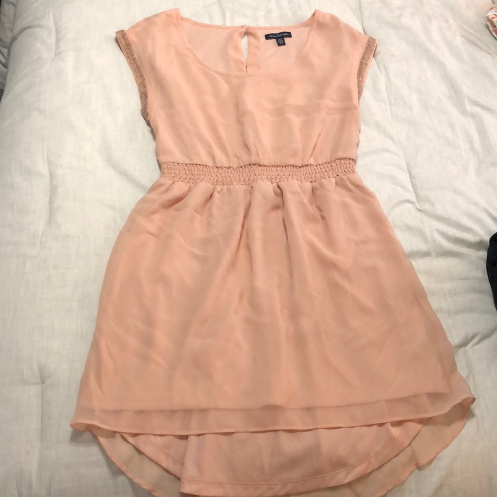 American eagle blush beaded sleeve high low dress